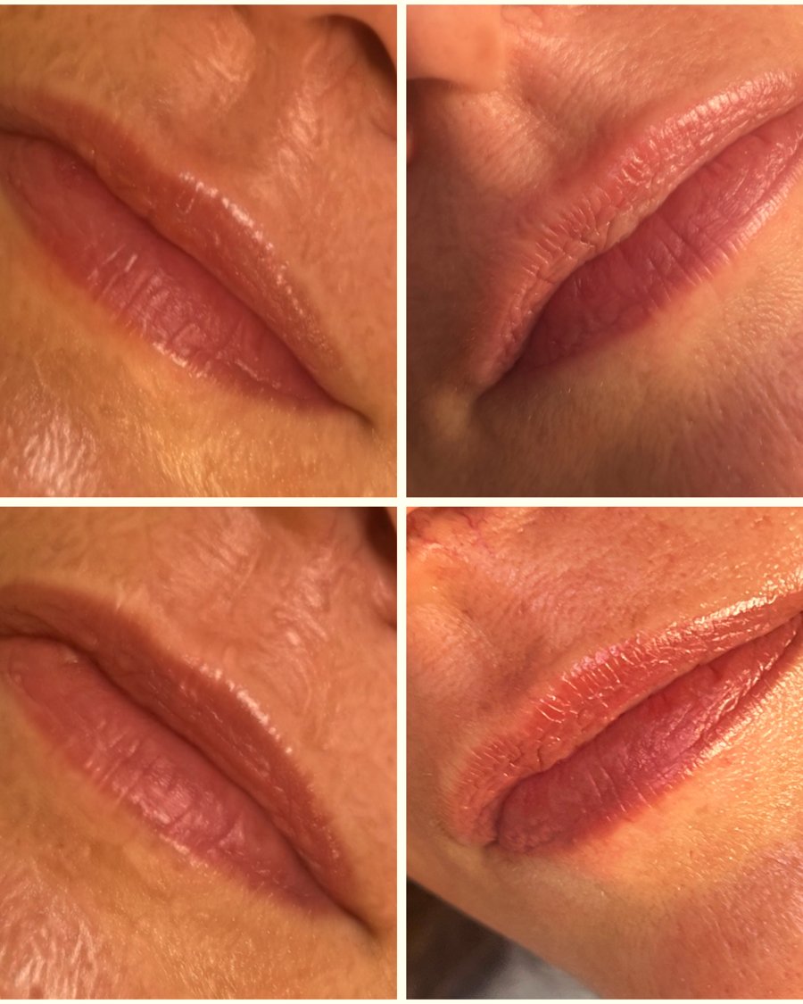 Lip blushing before and after result close up