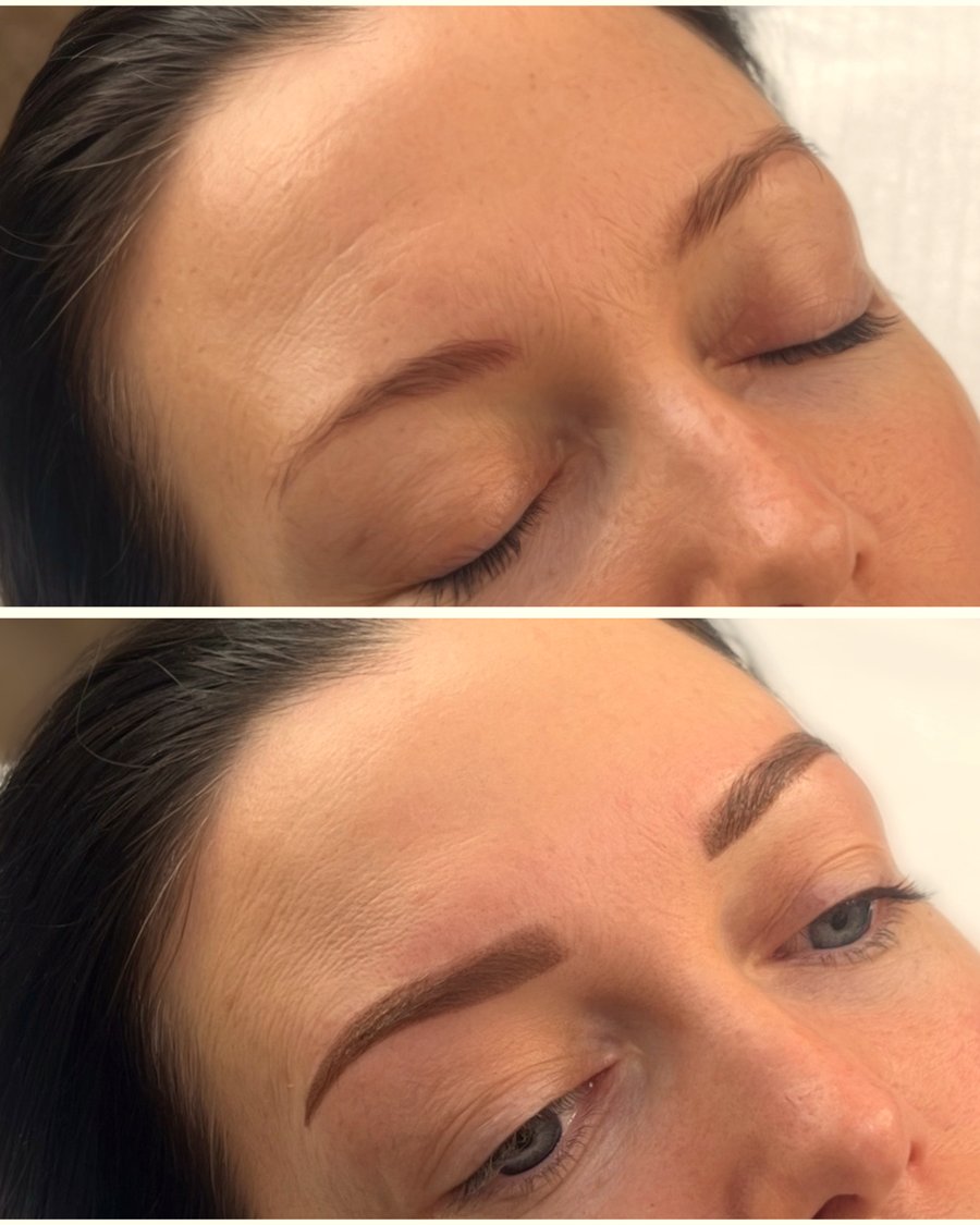 Eyebrow cosmetic tattoo before and after result